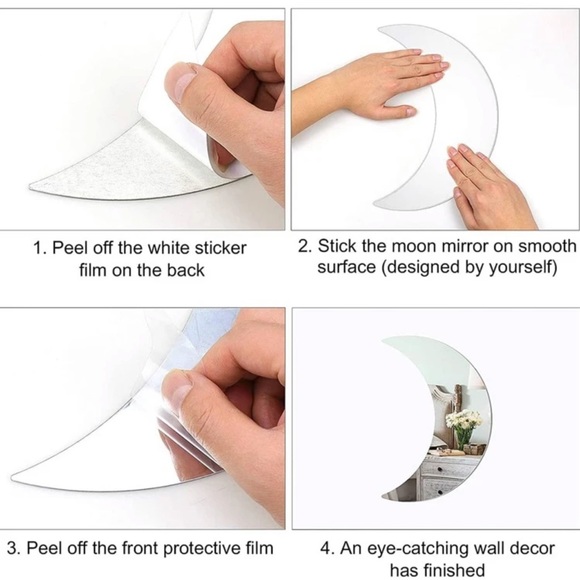 5 piece moon mirror crescent home decor boho - Picture 3 of 3